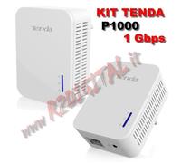 ADATTATORE TENDA P1000 KIT 2 ADATTATORI POWERLINE CONVERTITORE LAN ETHERNET