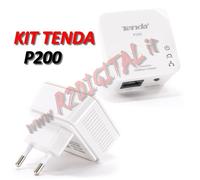 Kit 2 Mini Adattatori Powerline Ethernet 200 Mbps P200