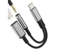 Adattatore tipo C a jack 3,5 mm cuffie audio (2 in1) adattatore cavo caricabatterie USB C per iPhone 16 15 Pro per iPad compatibile con Samsung Headphone microfono connettore per Apple Ausiliare Auto