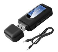 Adattatore Trasmettitore Aereo Bluetooth Audio Jack 3,5 mm, Trasmettitore e Ricevitore USB Bluetooth 5.0 2 in 1 con Display LCD per Auto PC TV Cuffie Altoparlanti Home Stereo