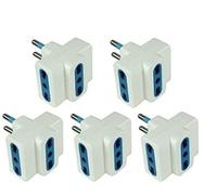 ADATTATORE TRIPLA PRESA PRESE BIPASSO UNIVERSALI CON SPINA PASSO GRANDE 5 PEZZI BIANCHE