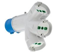 Adattatore triplo spina blu>16a bip+schuko x3 fme 2p+t 16a ip44 Fanton