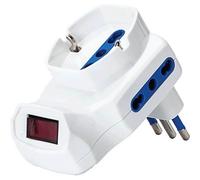 adattatore triplo con spina 10a 250v 3 prese 2 p1711 e 1 p40 bianco con interruttore max 1500w protezione bambini
