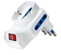 adattatore triplo con spina 16a 250v s11 3 prese 2 p1711 e 1p40 16a250v bianco con interruttore max 1500w protezione bambini