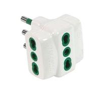 ADATTATORE TRIPLO BIPASSO 2 POLI + TERRA 16A BIANCO LINEA GARANTI- - bianco 8...