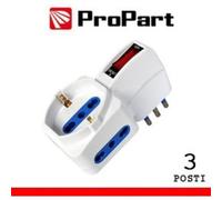 Adattatore Triplo Bipasso/Schuko con Interruttore 10A Spina Compatta