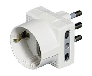 Adattatore triplo Bticino tris presa Tedesca 2 prese bipasso spina 16A bianco S3611DE