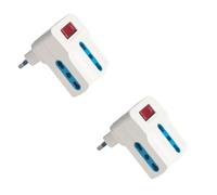 Adattatore Triplo Multipresa con Interuttore Spina Angolare 10A con 3 Prese Bipasso 10A/16A, Con Funzione di Autroprotezione Sovraccarico 250V (2 Pezzi)