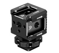 Adattatore triplo per attacco a scarpa fredda con foro filettato da 1/4", lega di alluminio, lavorazione CNC, anodizzata dura, manopola di bloccaggio sicura, espandibile per microfoni, monitor, luci