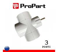 Adattatore Triplo Presa Schuko 16A Bianco Multiuso Sicuro