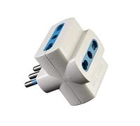 Adattatore Triplo Spina 10A 2P+T Presa 10/16A Bipasso Bianco - GIGRA LINE 30282