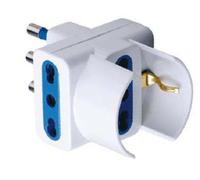 ADATTATORE TRIPLO USO 16A + T , 2 PRESE BIPASSO + 1 PRESA SCHOKO,CLASSE DI PROTE