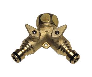 Adattatore tubo ottone 2 prese per rubinetto 3/4