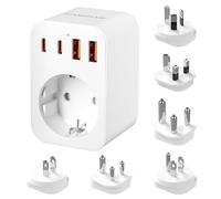 Set di adattatore universale da viaggio per tutto il mondo, adattatore presa inglese con USB-A/Type-C, adattatore presa americana di tipo G/B/I/A/M/D Adattatori da viaggio per Regno Unito/Stati Uniti