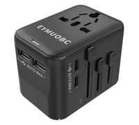 Adattatore Universale da viaggio EYMUOBC,Presa Universale da Viaggio in tutto il mondo con 2 USB C 2 USB A, Adattatore universale per USA Inghilterra Australia Giappone Thailandia Canada