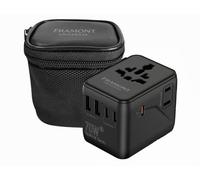 Adattatore universale da viaggio Framont 70 W GAN III - Ricarica Rapida 5 Dispositivi in +150 Paesi. Porte USB-C e USB-A. Include custodia da viaggio premium. Ideale per affari e vacanze.