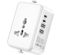 Adattatore universale da viaggio in tutto il mondo (multiconnettore), adattatore da viaggio all-in-one con 1 presa AC universale e 4 porte USB (2 USB-C) per UE, USA, Regno Unito e Australia