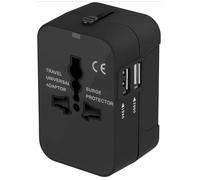 Adattatore Universale da Viaggio, Presa Internazionale Multipla USB Universale Protezione da Sovratensione, 2 Porte USB. Adattatore Spina internazionale, Travel Adapter Universal Spina US EU UK AUS