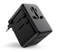 Adattatore Universale da Viaggio, Presa Universale da Viaggio con 2 USB A e 2 USB C - Compatibile con USA, UE, Giappone, Regno Unito, Australia, Messico e 180+ paesi (Nero)
