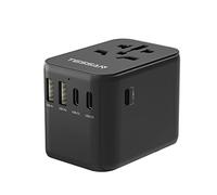 Adattatore Universale da Viaggio, TESSAN Presa Universale da Viaggio con 2 USB A e 3 USB C, Adattatore Spina Internazionale per Italia UK USA Giapponese Australia, Nero