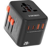 Adattatore universale di presa,Adattatore universale da viaggio con 2 USB C e 2 USB A e 1 Presa di alimentazione universale,Adattatore di presa internazionale per Europa USA UK Australia Cina Giappone