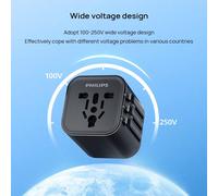 Adattatore universale internazionale SPB1013B/93, mini e portatile, con blocco, design a tensione ampia, presa universale per viaggi all'estero, viaggi di lavoro e studio all'estero ABS
