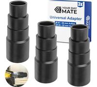 Adattatore universale per aspirapolvere, 3 pezzi, nero, compatibile con Bosch, Makita, Kärcher, ecc., a 4 stadi con Ø esterno 41-26 mm, Ø interno 35-22 mm, adattatore per tubo riduttore