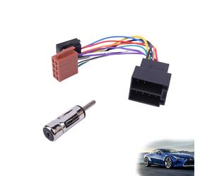 Adattatore Universale per Autoradio ISO, Set Completo con Connettore DIN, Cavo di Prolungamento da 30 cm e Antenna, Facile Installazione Plug-and-Play per Veicoli, Eccellente Qualità di Trasmissione