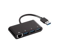 ADATTATORE USB 3.0 A 3 PORTE CON PORTA GIGABIT ETHERNET RJ45 NERO 3 USB A