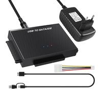 Adattatore USB 3.0 a SATA IDE da USB 3.0 a IDE/SATA per SATA da 2,5/3,5 pollici e IDEHDD/SSD, adattatore per disco rigido esterno con cavo USB e cavo SATA e alimentatore da 12 V/2 A