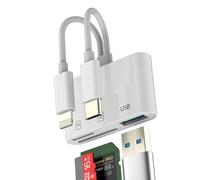Adattatore USB 3.0 TF MicroSD da tipo C a Lightning SD (3 in 1) per iPhone, iPad, MacBook, compatibile con Samsung per Apple MFi Fotocamera, OTG, per archiviazione, backup, sincronizzazione rapida
