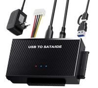 Adattatore USB 3.1 a SATA e Adattatore IDE, Convertitore Universale USB per Hard Disk SATA da 2,5 e 3,5 Pollici e IDE HDD/SSD, Compatibile con Windows/Linux/Mac OS con Alimentatore di Rete da 12V