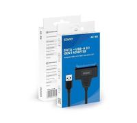 Adattatore USB-A 3.1 Savio K-68 a SATA 2,5" 5 Gbps Plug & Play 25 cm Nero