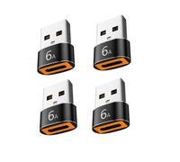 Adattatore USB A a USB-C (USB-A maschio a USB-C femmina), Lega di Alluminio, Ricarica PD 6A, Convertitore Audio, Nero Doppia Lucidatura, Confezione...