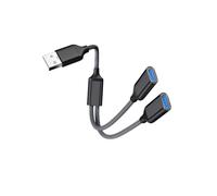 Adattatore USB a Doppio USB - Hub USB 2.0 in Lega di Alluminio 2 Porte, Plug and Play, Compatibile con Windows, Mac, Linux, Android, HarmonyOS Blac...