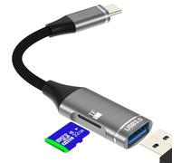 Adattatore USB a USB C Lettore Micro SD di Memoria Schede per iPhone 17 16 15 Pro Max Compatibile con Samsung S26 S25 Card Reader Compact Flash Adapter Tipo C Esterno OTG Porta TF Telefono