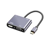 Adattatore USB, adattatore porta USB multipla | Hub caricabatterie PD 4 in 1 da tipo C a VGA USB 3.0 | Splitter hub USB per tablet, laptop, lettori di videogiochi