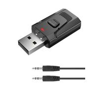 Adattatore USB Bluetooth 2 in 1 per TV, PC, Auto, Cuffie, Altoparlanti e Stereo - Trasmettitore e Ricevitore Bluetooth 5.0 Mini Chiavetta Audio, Jack 3.5mm, Senza Batterie, Porta USB