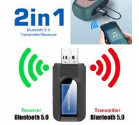 Adattatore USB Bluetooth 5.0, dongle wireless per PC e laptop, trasmettitore e ricevitore Bluetooth 2 in 1 per impianti stereo domestici, auto e TV.