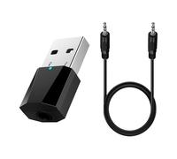 Adattatore USB Bluetooth 5.1, Ricevitore Bluetooth per Auto e Stereo, Ricevitore Audio Wireless con Microfono Vivavoce, Cavo Audio 3,5 mm per TV PC Altoparlanti Laptop, Nero