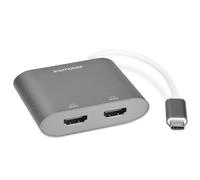 kwmobile Adattatore USB C 3.1 HDMI - 3.1 Type-C DisplayPort 2 Porte HDMI 4k 30Hz - Hub Multiporta 1 USB Type C - 2 in 1 Schermo PC TV - Argento