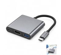 Adattatore USB C 3 in 1, adattatore USB C, HDMI 4K30Hz, USB3.0 5Gbps, 100W Power Delivery, compatibile con MacBook Pro/Air, Pro, Dell XPS, HP, Huawei, Samsung, Switch, laptop, tablet, home office