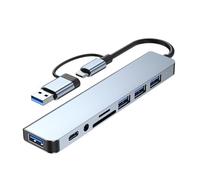 Adattatore USB C a 8 porte con porta USB Lettore di schede di piccole dimensioni Porta per cuffie e porta dati USB C Docking Station multifunzione