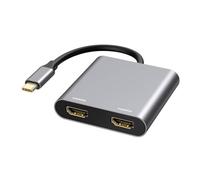 Adattatore USB C a Dual HDMI 4K@60Hz, adattatore USB tipo C a doppio monitor HDMI, hub USB C con 2 docking station HDMI 4K@60Hz per laptop/MacBook/Galaxy S9/S9+ (Only on Windows Support MST)
