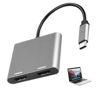 Adattatore USB C a Dual HDMI, adattatore 2 in 1 USB tipo C a HDMI con 2 x 4K @ 30Hz, multifunzione per laptop, MacBook Pro 2016/2017 Dell XPS13 SamsungGalaxy Lenovo