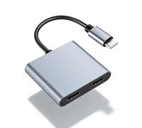 Adattatore USB-C a Dual HDMI per 2 monitor, splitter HDMI con display avanzato, adattatore multiporta digitale AV di tipo C, video 4K a 60Hz, compatibile con iPhone, iPad, MacBook, TV HD, monitor