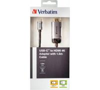 Verbatim 49144 cavo e adattatore video 1,5 m USB tipo-C HDMI Nero, Argento