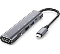 Adattatore USB C a HDMI per iPad Pro 11/12.9 2020/2018, iPad Air 4,iPad Mini 6, 5in1 USB C Hub con jack audio per cuffie da 3.5mm, HDMI 4K, USB3.0, ricarica USB C, compatibile con MacBook, Samsung