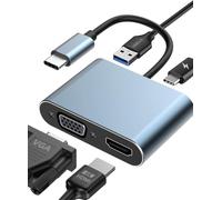 Adattatore USB C a HDMI VGA, 4 in 1 Adattatore multiporta 4K/1080P, USB C a HDMI con USB 3.0, PD 100 W per MacBook Pro/Air