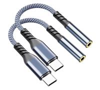 Adattatore USB C a Jack, 2 Pezzi Adattatore Cuffie USB C Jack 3.5 mm, Adattatore Aux USB C Audio Cavo Dongle Jack per i-Phone 15/16,Adattatore Cuffie per Sam-sung, Adattatore Aux per i-Pad,Grigio
